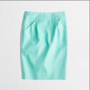 J. Crew Mint Pencil Skirt in Double Serge Cotton