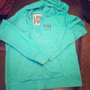 PINK VS hooded teal sweatshirt