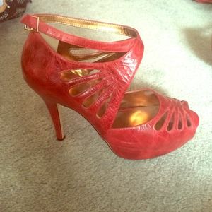 Jessica Simpson red strappy heels sz 9 1/2