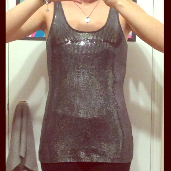 Grey Sequence Tank Top