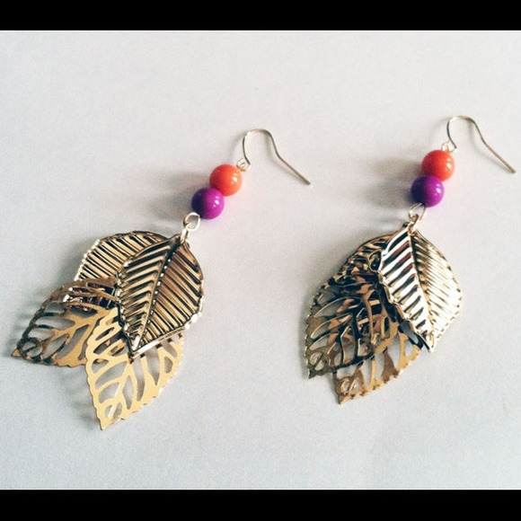SOLD Dangle Gold Leaf Earrings