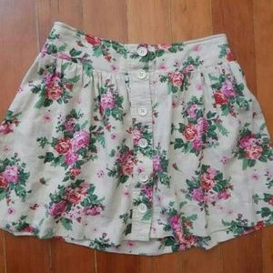 Forever21 Beige floral button skirt