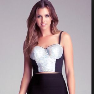 Bebe cropped sequinced bustier