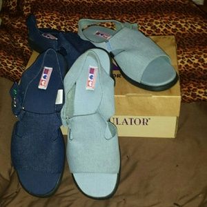 2 pairs of denim sandals