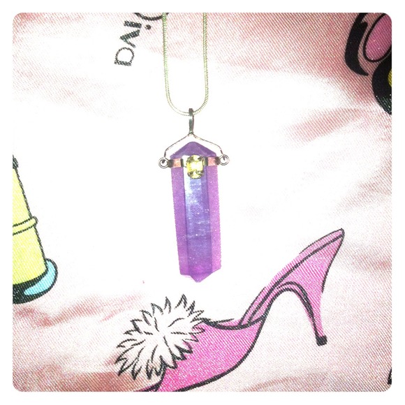 Amethyst & Citrine stone pedant w/925 silver chain