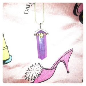 Amethyst & Citrine stone pedant w/925 silver chain