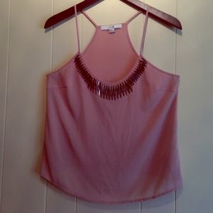Elegant Faded Coral Beaded Top Size M