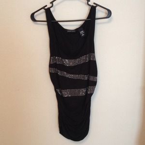 Black tank top with silver sequins