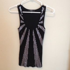 Black Cotton tank with sequins