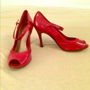 Red Giani Bini peep toe pumps