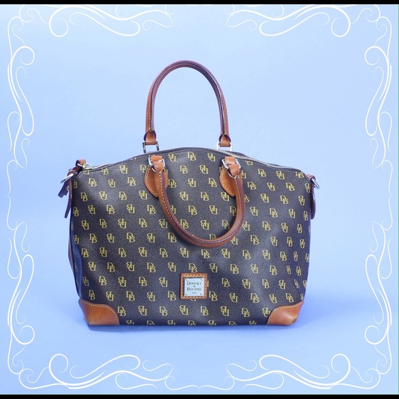 Dooney & Bourke Logo Print Leather Satchel