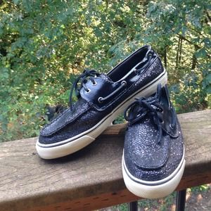 Black Sparkly Sperry