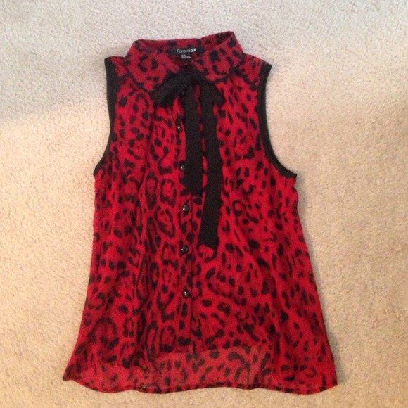 Red and Black Cheetah Blouse
