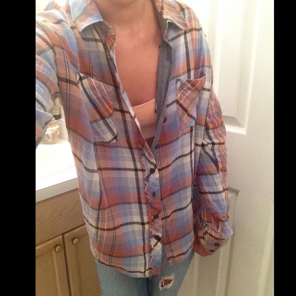 Free People Plaid Button down