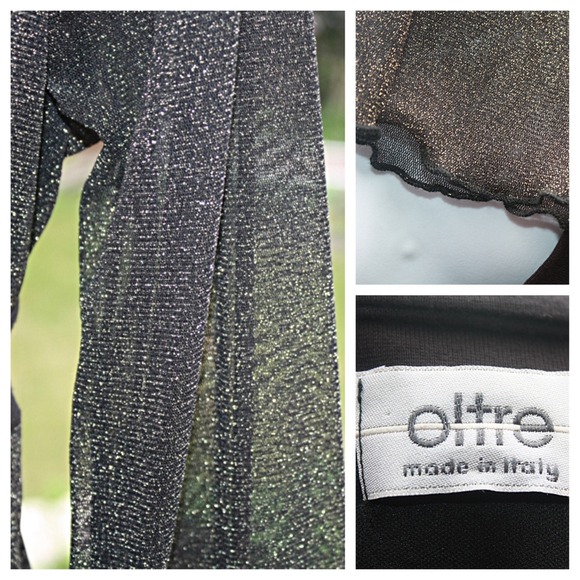 Shimmery Knee Length Dress with Sheer Long Sleeves - Picture 4 of 4