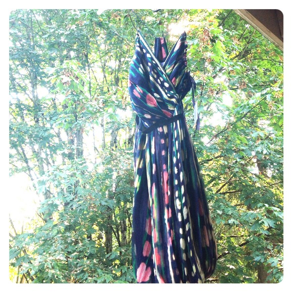 Vera Wang Watercolor Crinkle Chiffon Dress
