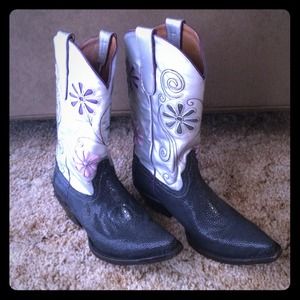 Resistol Ranch/Lucchese Grey Stingray Boots Sz 9