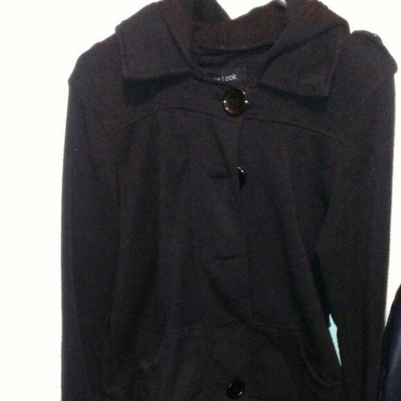 Black trench jacket with hood