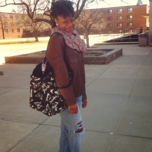 SOLD FOR $20. Brown faux leather jacket. - Picture 4 of 4