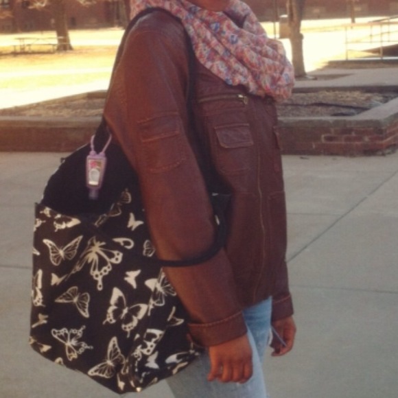 SOLD FOR $20. Brown faux leather jacket. - Picture 2 of 4