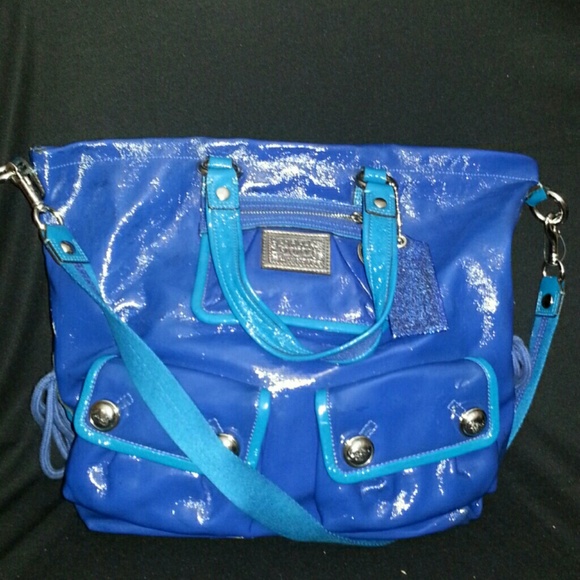 Authentic Coach Blue Patent Leather Purse