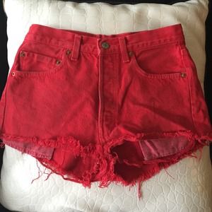 High Waisted Red Levi Shorts