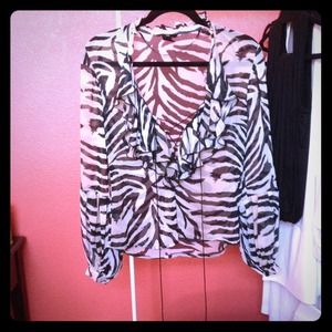 H&M Flowy Zebra Print Blouse