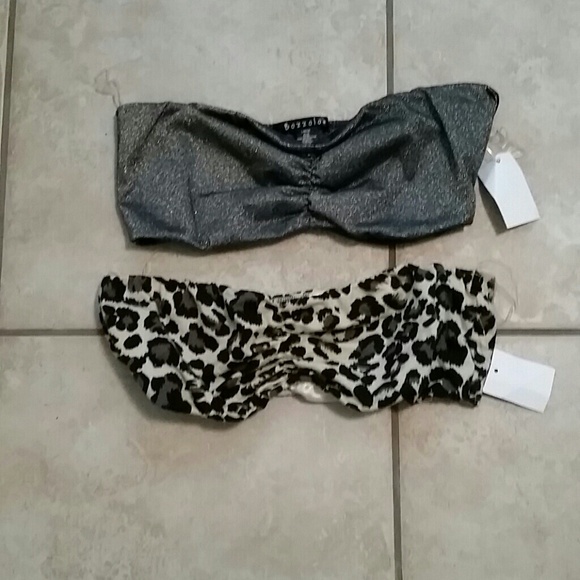 2 bandeau tops Charlotte Russe L leopard sparkle