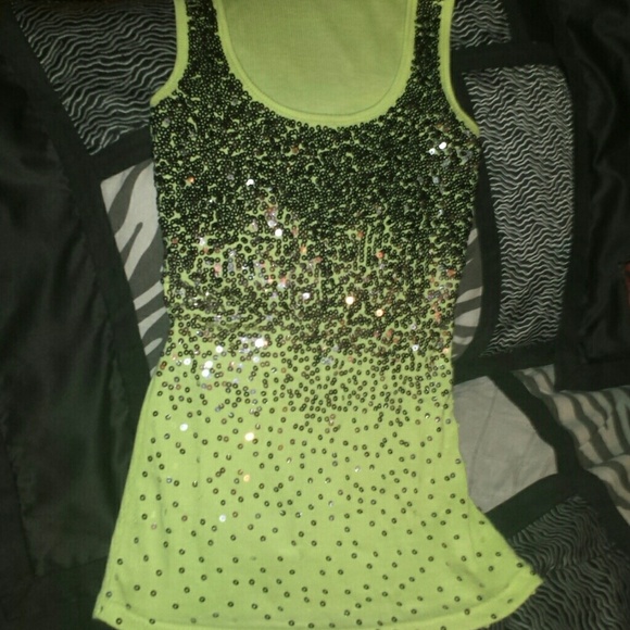 Tops - Sequins yellow tank
