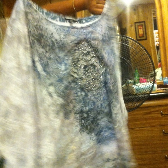 Blouse with white crystal gems