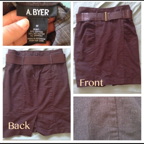 Brown Pencil Skirt with Belt