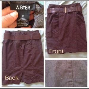 Brown Pencil Skirt with Belt