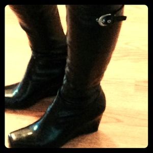 !!Franco Sarto black fake leather boots