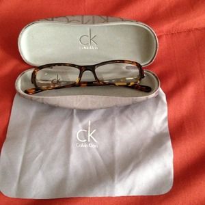 CK glasses frames and case with cleaning cloth.