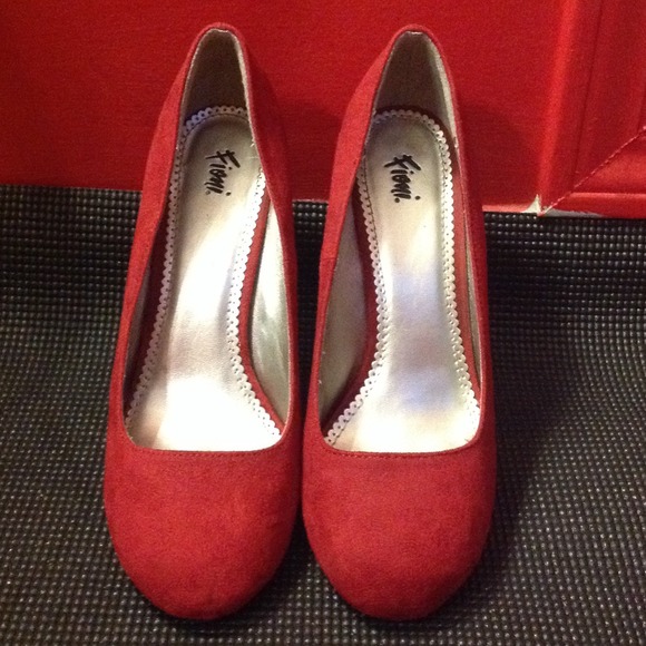red suede pumps