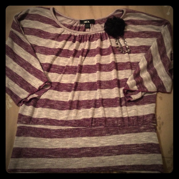 Striped Dolman with flower pin details size small