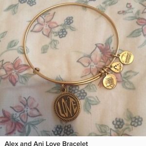 Gold love charm Alex and Ani bracelet