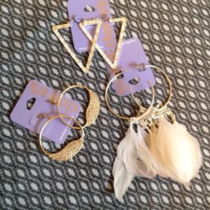 BUNDLE DEAL:Triangle,Circled,&Feathered Earrings