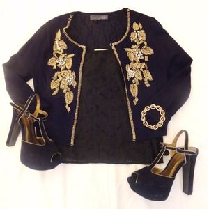 F21 Gold beaded embellished cardigan