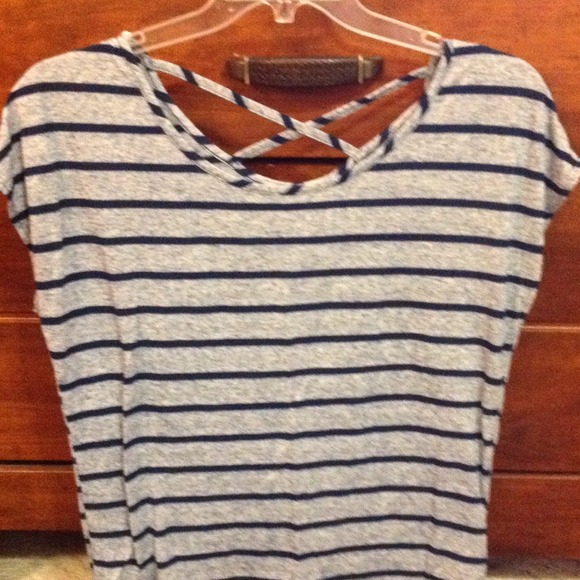 blue striped top