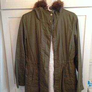 army green fur hooded parka