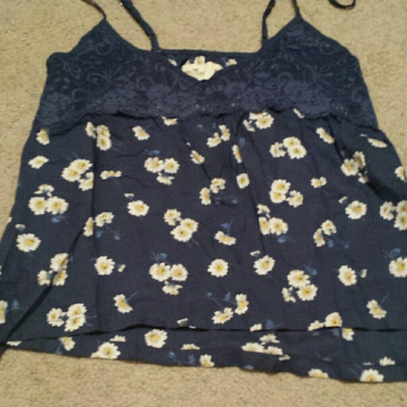 Dark blue spaghetti strap with a floral print