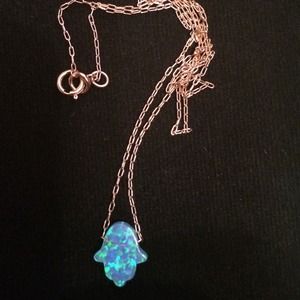 💘RARE💘 blue opal Hamsa Hand necklace