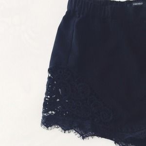 Black Lace Cutout Shorts
