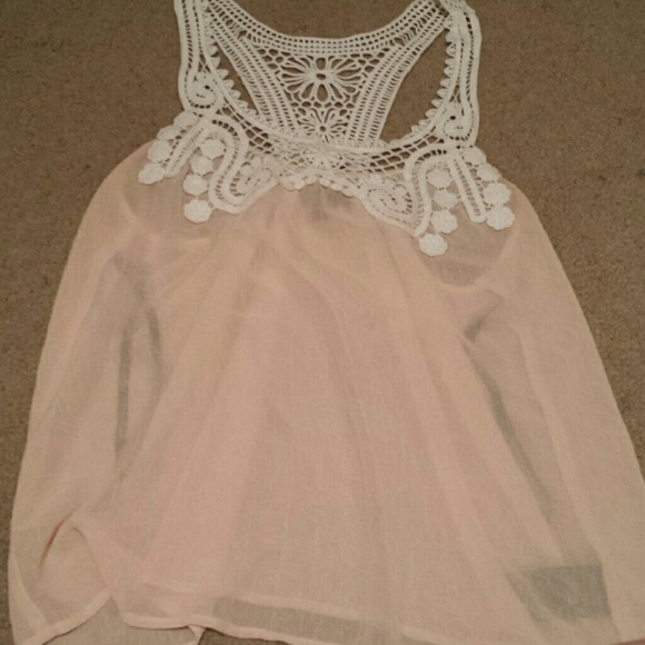 Vintage white and pink top