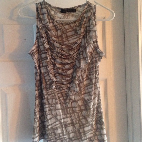 Printed mesh sleeveless top