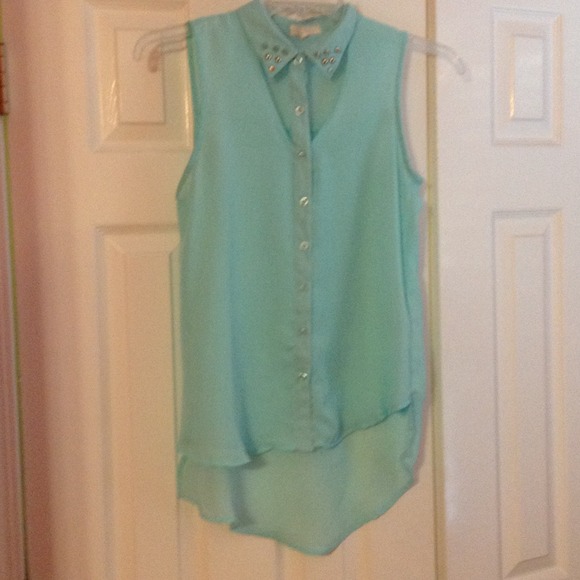 cut out mint blue blouse