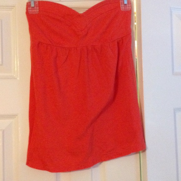 strapless coral top