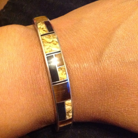 Beautiful Inlay Sterling Cuff