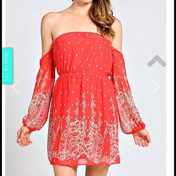 Off Shoulder Boho Dress - Picture 1 of 4